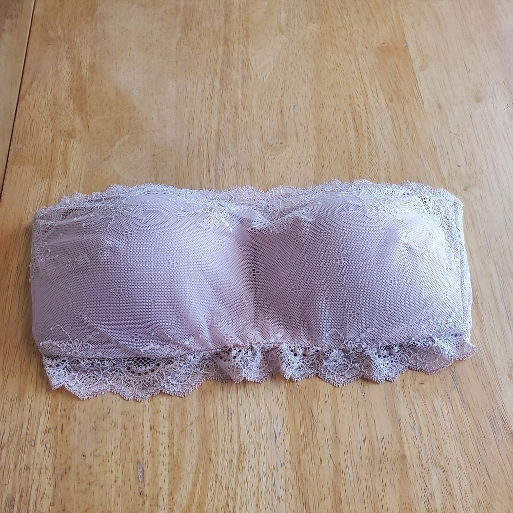 SPANX Lace Trim Bandeau Bra in Light Mauve